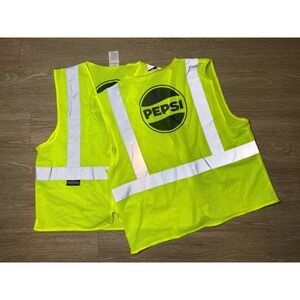 Bundle 2 Pepsi Co Yellow Reflective Safety Work Vests Men's Size Small/Medium